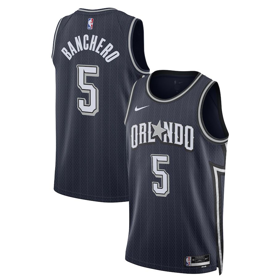 Men Orlando Magic #5 Paolo Banchero Nike Navy City Edition 2023-24 Swingman NBA Jersey